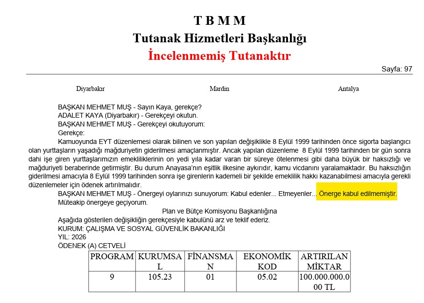 Sayın Mihriban Uğurlu <a href="/mihribanugurluu/">Mihriban UĞURLU ⚖️</a> 
Lütfen Lütfen Bir Daha Kontrol ediniz
Onaylanmamış Tutanak olduğu İçin
Sizinle Paylaşılırken
Sehven Bir Hata Yapılmış Olabilir

TBMM nin Resmi Sitesinde Düzenlenmiş
Tutanağın Son Halini Paylaşıyorum 

Ne Yazık ki Kabul edilen 
Hiç Bir Öneri