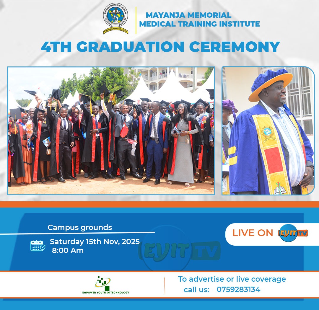 MAYANJA MEMORIAL MEDICAL TRAINING INSTITUTE – 4TH GRADUATION CEREMONY.
A day of pride, joy &amp; achievement! Join us as we celebrate the 4th Graduation Ceremony of <a href="/MayanjaMemorial/">Mayanja Memorial Medical Training Institute</a>. This Saturday, November 15, 2025 | Campus Grounds.
Live on EYIT TV: youtube.com/live/NSNUSjDjM…