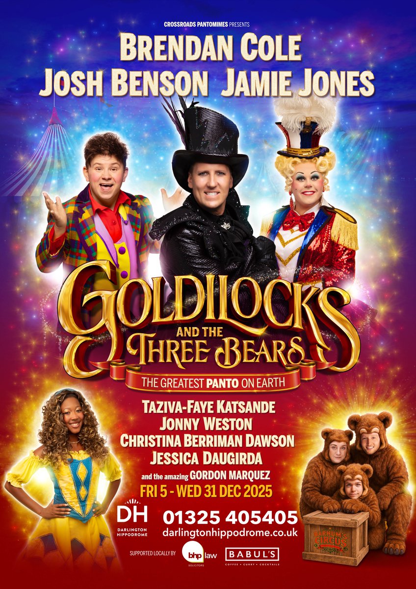 🎭✨ Panto season is just about near! ✨🎭
Here’s a look at this year’s #GoldilocksAndTheThreeBears at <a href="/DarlingtonHipp/">darlingtonhipp</a> starring @brendancole, @josh_benson12, and <a href="/jamiejackjones/">Jamie Jones</a>! 🌟
#PantoSeason #Pantomime #PantoNews #PantomimeNews #Christmas #DarlingtonHippodrome