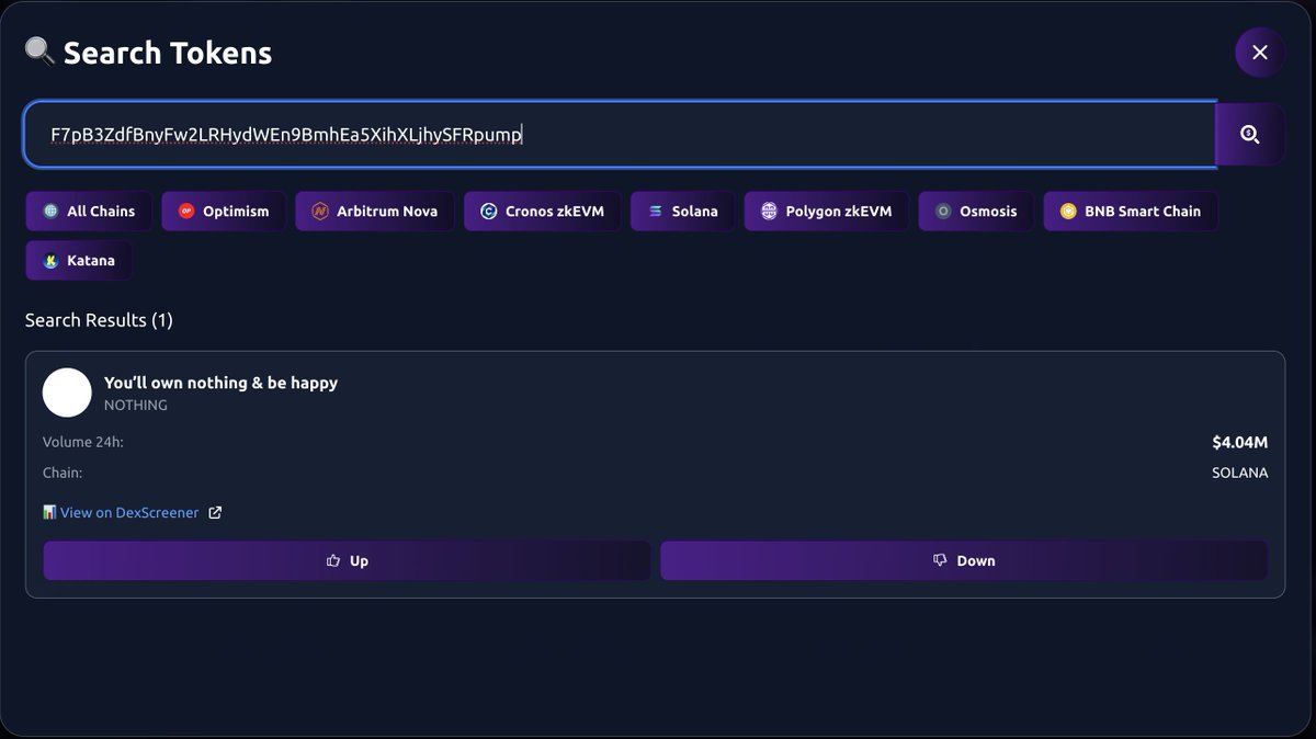 NEW LISTING

$NOTHING (<a href="/youllownnothing/">You will own nothing</a>) is now listed on Votix! 

🔗 F7pB3ZdfBnyFw2LRHydWEn9BmhEa5XihXLjhySFRpump

You’ll own nothing… but the spotlight. 

👉 Vote now at votix.fun