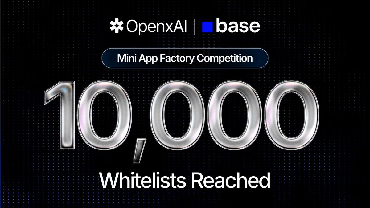 CaravelaCrypto's tweet image. A waitlist para a BASE Mini App Factory da OpenxAI, está a ser um sucesso... 

Com mais de 10.000 inscrições (na verdade neste momento já são mais de 16.000 🔥) 

As inscrições ainda estão abertas: 

🔗link para a waitlist é este: …p-factory.marketplace.openxai.network/waitlist 

A Mini App Factory vai…
