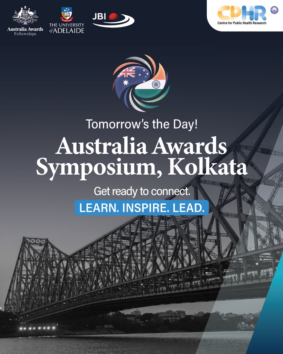 cphr_mant's tweet image. It’s almost time! 🌏

Tomorrow, changemakers from India, Australia &amp;amp; beyond unite at the #AustraliaAwardsSymposium, Kolkata to bridge the healthcare gap through evidence &amp;amp; collaboration.
#HealthEquity #EvidenceToAction #GlobalHealth #CPHRMant #JBI
@AustraliaAwards @UniofAdelaide