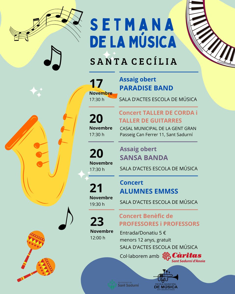 💜 Setmana de la Música_Santa Cecília 2025 🎶
#escolademusica #santsadurni #santacecília #setmanadelamúsica