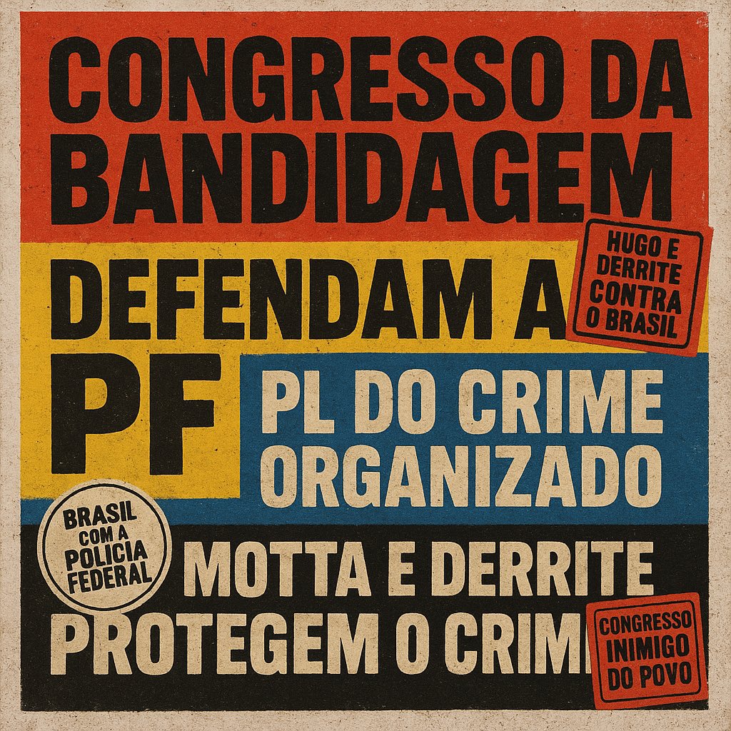 lazarorosa25's tweet photo. 🚨ATENÇÃO, MILITÂNCIA! 

Bora reforçar e recolocar as tags ativas no topo:

CONGRESSO DA BANDIDAGEM
DEFENDAM A PF
PL DO CRIME ORGANIZADO
MOTTA E DERRITE PROTEGEM O CRIME 

Não podemos recuar um centímetro. Precisamos barrar qualquer tentativa de Derrite, Tarcísio, Motta e seus aliados de distorcer a proposta do Governo Lula com novos jabutis que enfraquecem o combate às facções criminosas. Pra cima 🇧🇷✊🏾