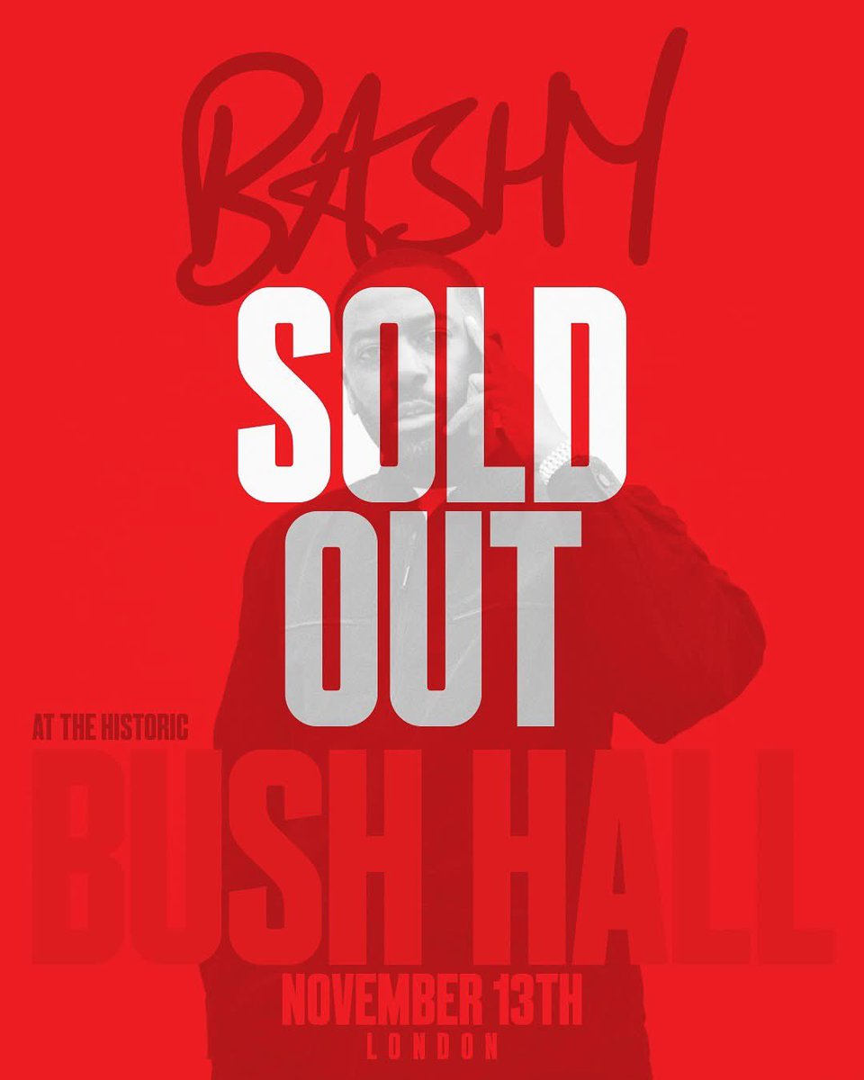 Bashy's tweet image. It&apos;s been an intense, beautiful and emotional 12 months.

November 12th and 13th last year, I played two sold out shows in front of a sold out crowd at the historic Bush Hall, London.
Those nights were pure energy. Real and honest. Every bit of truth and connection right there in…