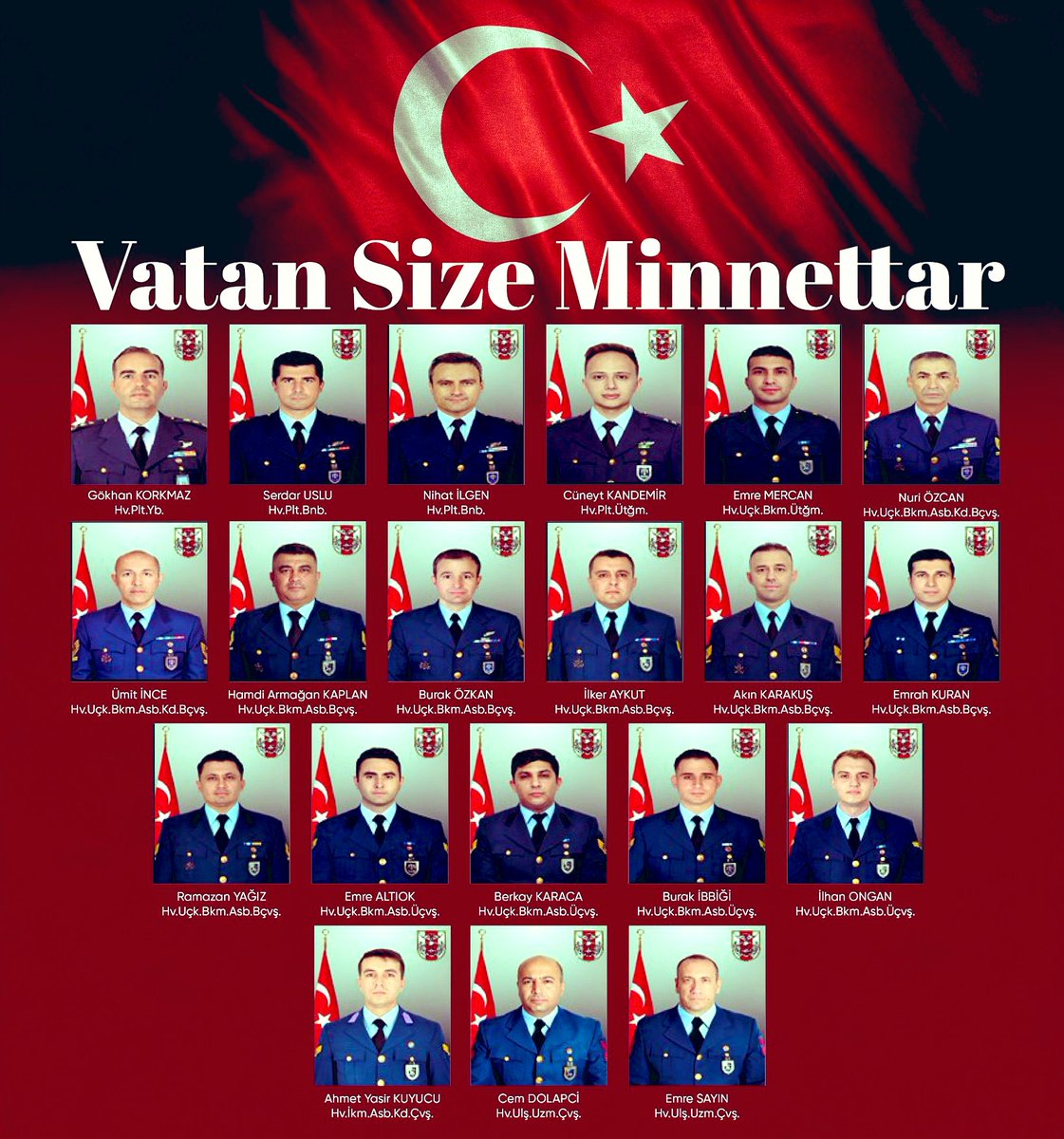 Askerî kargo uçağımızın elim kazası sonucu şehit olan 20 kahraman Mehmetçiğimize Allah’tan rahmet; kederli ailelerine, silah arkadaşlarına ve Aziz Milletimize sabır ve başsağlığı diliyorum. Milletimizin başı sağ olsun. 🇹🇷 
#şehidinvartürkiye