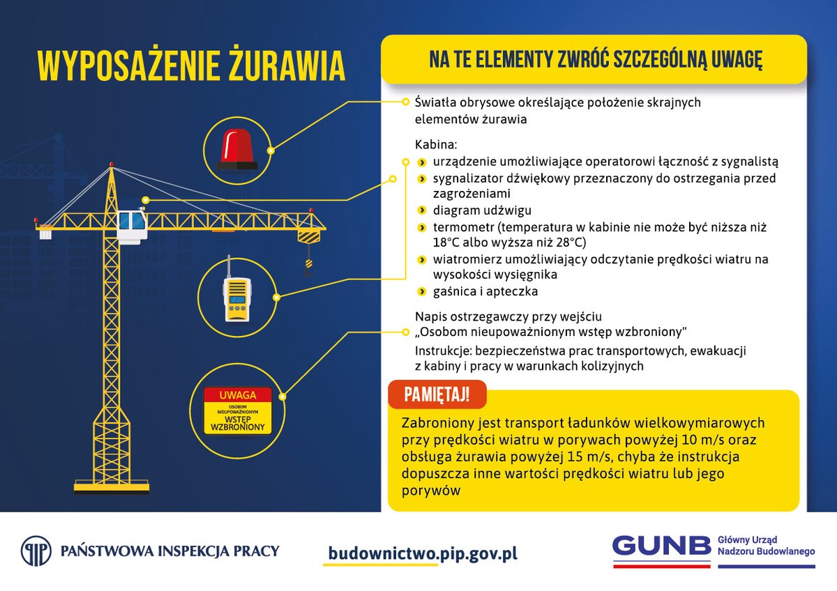 „Bezpieczna budowa” to akcja <a href="/GUNB_Urzad/">Główny Urząd Nadzoru Budowlanego</a> i <a href="/pipgip/">Główny Inspektorat Pracy</a> skierowana do branży budowlanej.
Dziś część 13: Wyposażenie żurawia
➡️zapraszamy w środy
Udostępnij, jeśli pracujesz w branży budowlanej.
Więcej na 👉linkedin.com/feed/update/ur…