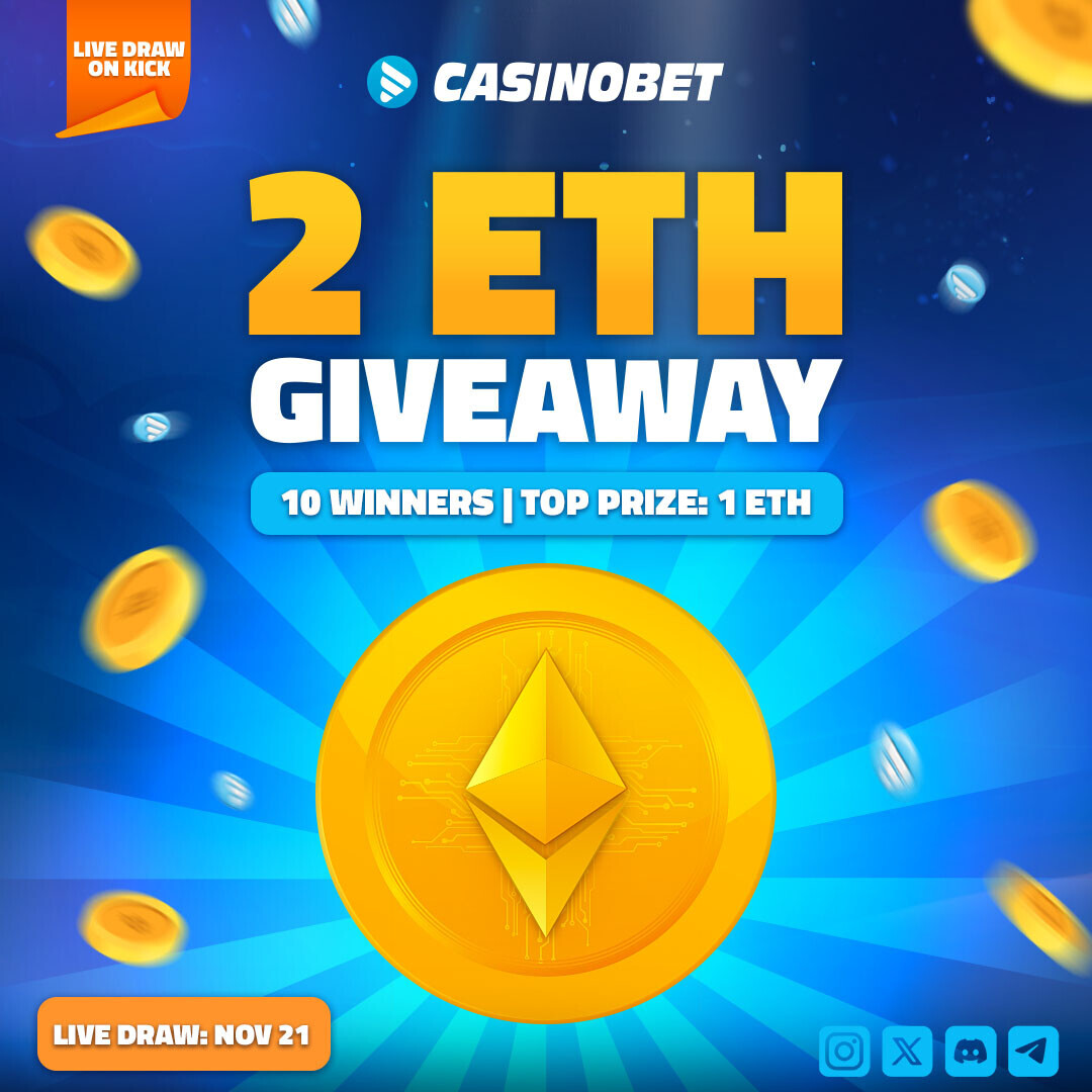 🚨 2 ETH GIVEAWAY IS ENDING SOON 🚨

10 winners. Prizes up to 1 ETH each 🪙

How to enter:
✅ Deposit $50+ and wager
✅ Follow + RT (bonus entries)
✅ Submit the form on the link
✅ Entries close Sunday | Drawing Nov 21st

4 days left - don't miss out ‼️

casinobet.club/2ETH_Giveaway