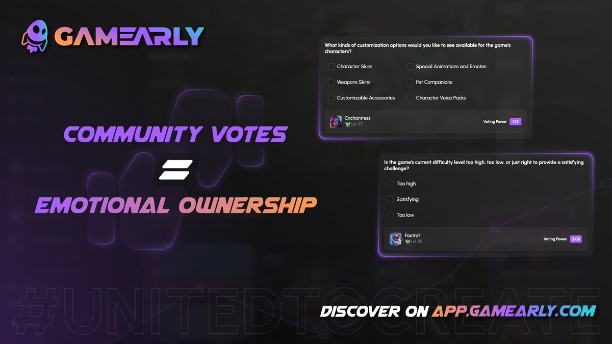 Gamearly's tweet image. 🗳️ Community votes = emotional ownership.

When players help shape your game, they defend it like it’s theirs.

That’s the secret to loyalty.

#CommunityPower #Gamearly #PlayerEngagement #Gaming #unitedtocreate