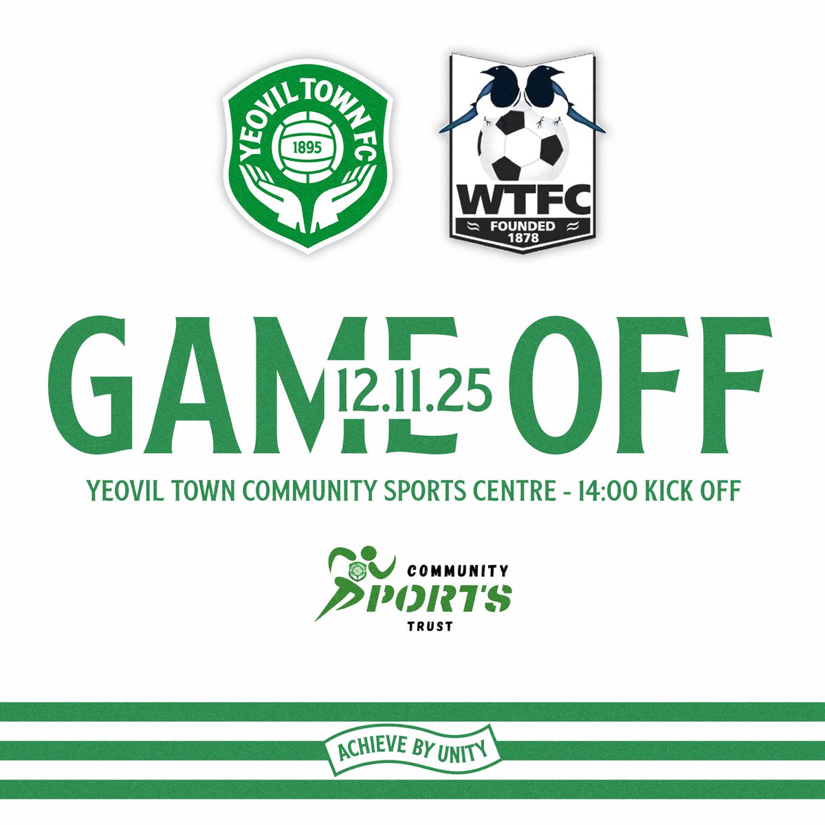 GAME OFF ❌ 

This afternoon’s National League U19 Alliance fixture against Wimborne Town has been postponed due to a waterlogged pitch. 

#YTFC 💚