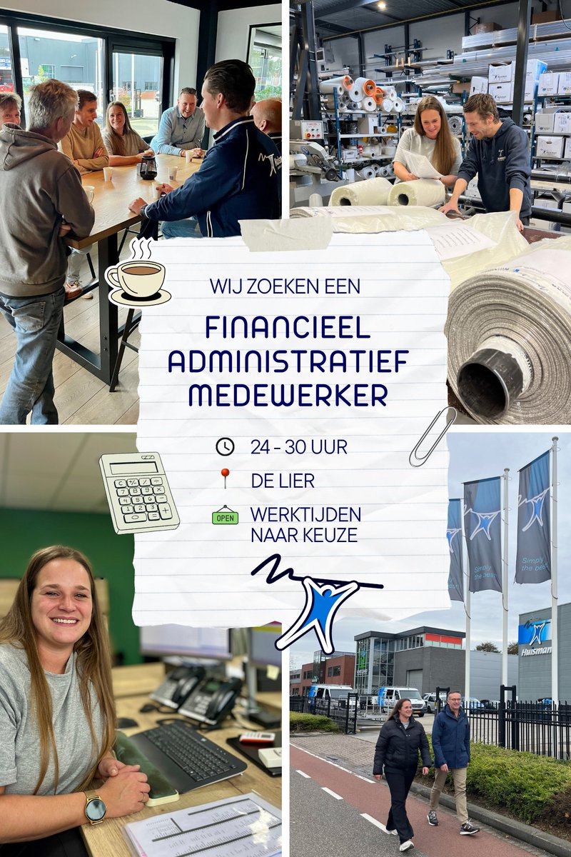 Werken met cijfers én mensen, dat doe je bij Huisman! 💙 Wij zijn op zoek naar een Financieel Administratief Medewerker (24-30 uur). Bij ons geen standaard 9-tot-5, wij denken graag mee over werktijden die passen bij jouw privéleven 🙌 Bekijk #vacature: huismanscreensystems.com/nl/huisman/wer…