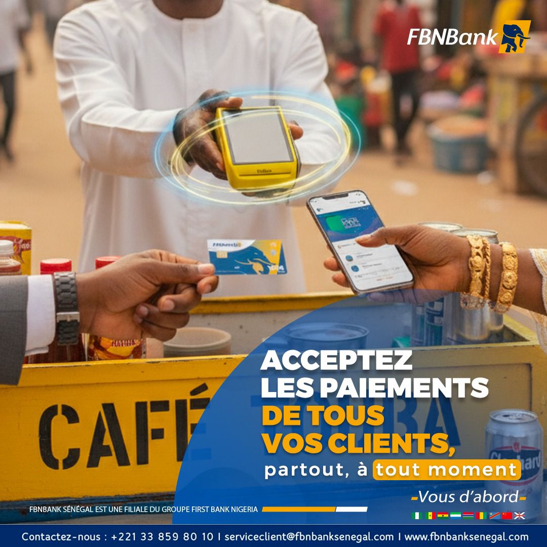 Avec FBNBank, vos ventes deviennent plus faciles, plus rapides et plus sûres. 🔄💙

📞 +221 77 765 34 58
📧 serviceclient@firstbankgroup.com
🌐 fbnbanksenegal.com

FBNBank, Vous d’abord ! 💙

#Firstbank #FBNBankSenegal #FBNBank #Vousdabord #Paiement #Digitalisation