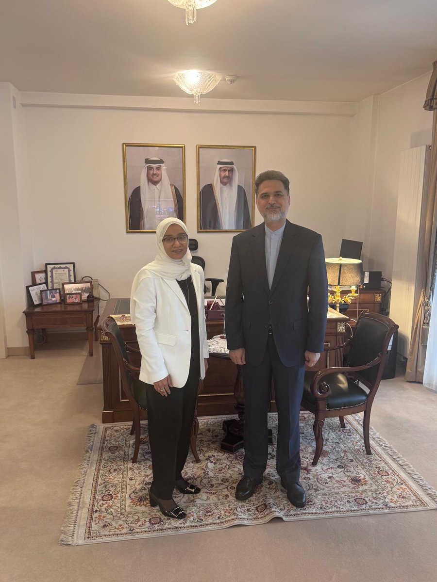 استقبلت سعادة/ أسماء بنت ناجي العامري، سفيرة دولة قطر الدى جمهورية كرواتيا، سعادة/ أمير حسين غربينجاد، سفير الجمهورية الإسلامية الايرانية لدى جمهورية كرواتيا، في لقاء مجاملة وتعارف، وهنأته على توليه منصبه الجديد، متمنية له دوام التقدم والنجاح في مهام عمله بجمهورية كرواتيا.

Nj.E.