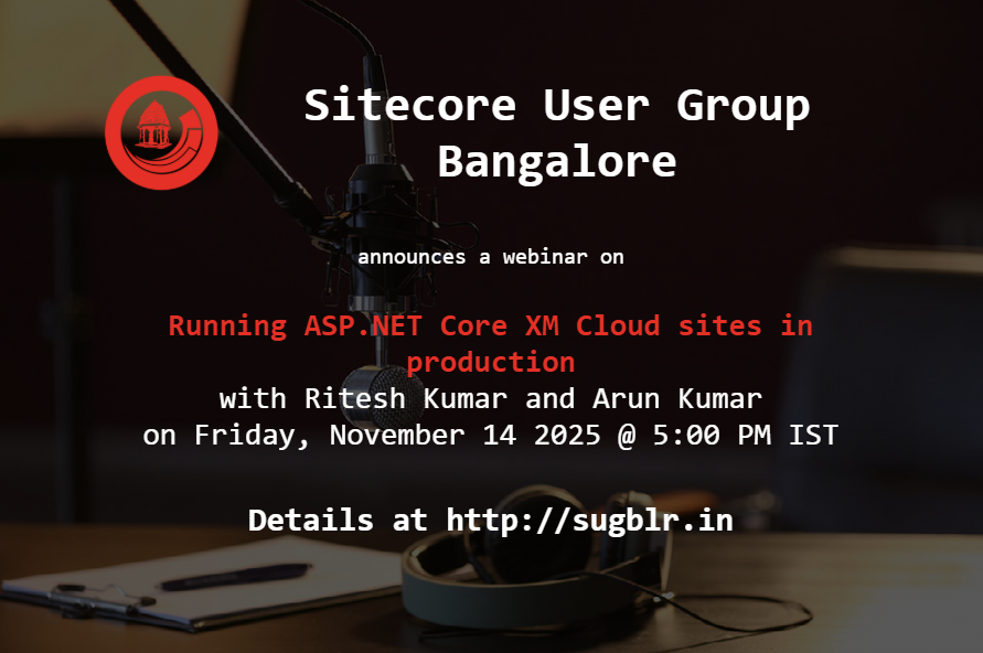 Upcoming #Sitecore User Group Bangalore #webinar on 'Running ASP.NET Core #XMCloud sites in production' with Ritesh Kumar and Arun Kumar on Friday, November 14 2025 @ 5:00 PM IST
Details at: sugblr.in/events/2025/11…
#sitecoreug #sugblr #aspnetcore