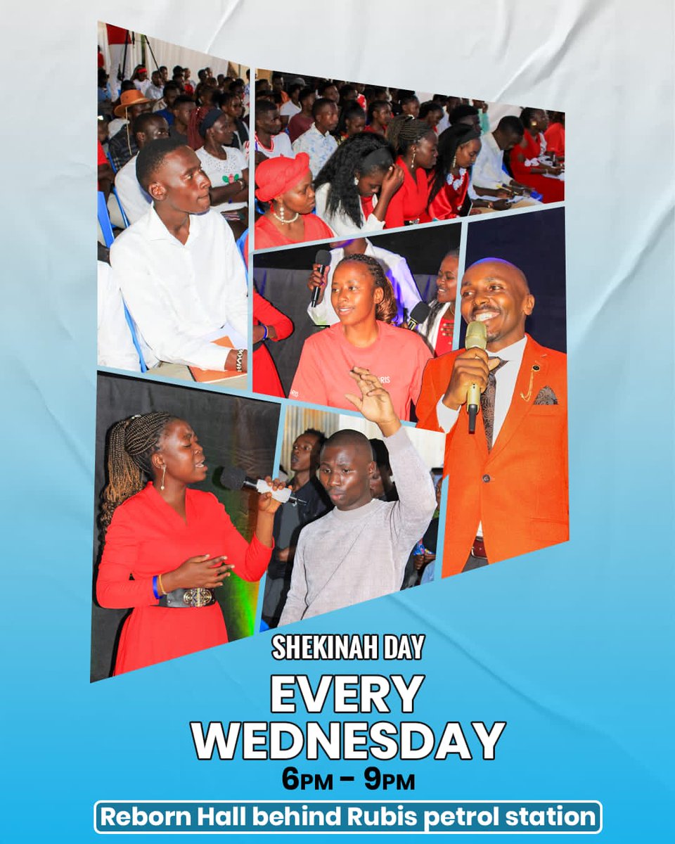 It's shekinah day!! 

Shekinah sons welcomes you to today's weekly gathering, happening from 6 pm to 9 pm at Reborn Hall kutus town ,kirinyaga County. 

Join us and carry your friends and neighbours along. 

See you then !! 
Blessings