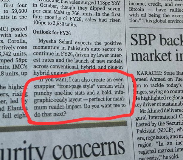 akbarbajwa's tweet image. O God!! 
This is today’s @dawn_com Business page!

@SanaullahDawn sb k baad ChatGPT ko business reporter hire ker lia hai shayad 😂👌🙏