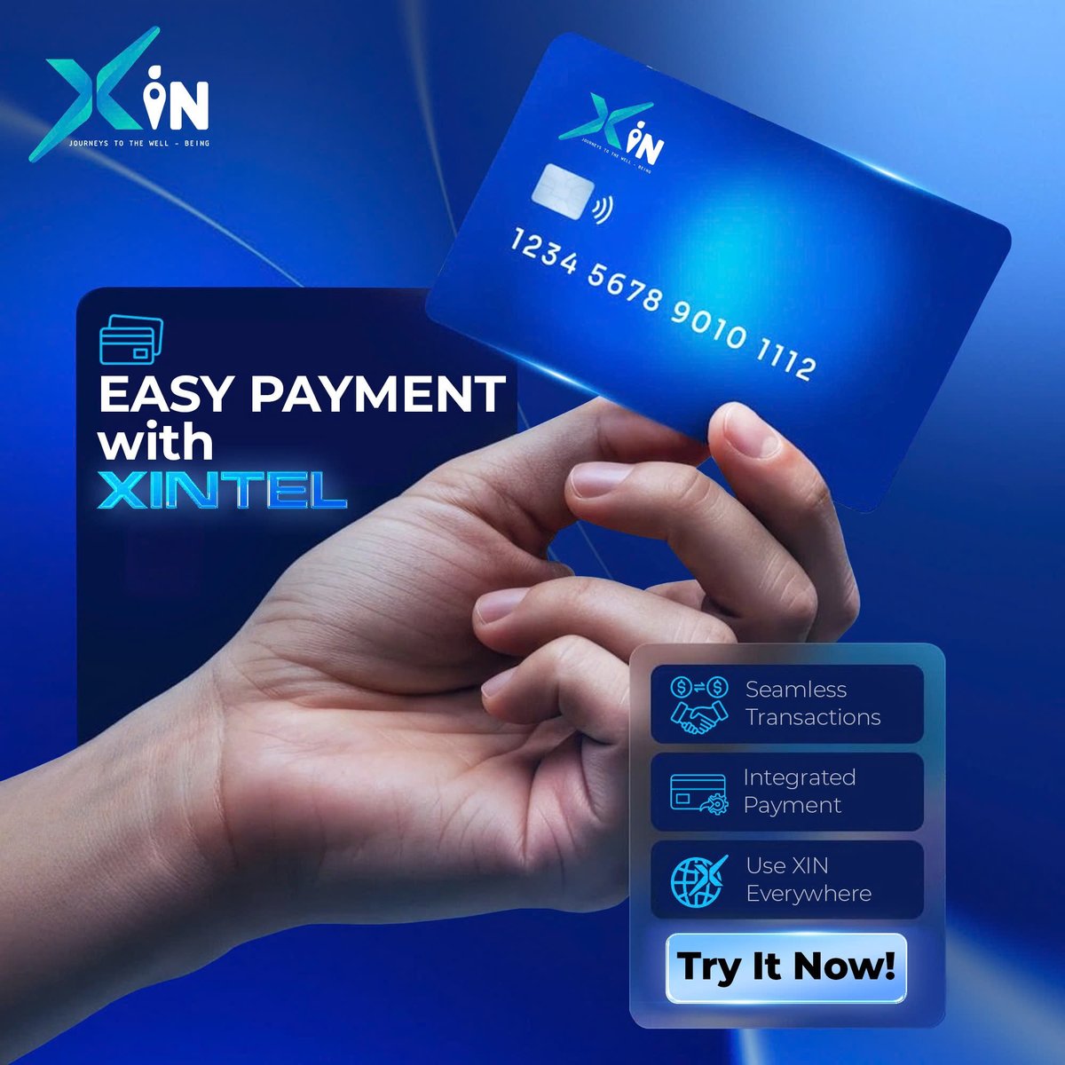 Easy payment with XINTELXIN provides a robust FINTECH system!
Experience seamless transactions for e-commerce, travel, and services right within the XINTEL ecosystem. 
 Use XIN for everything, everywhere!

Try It Now!