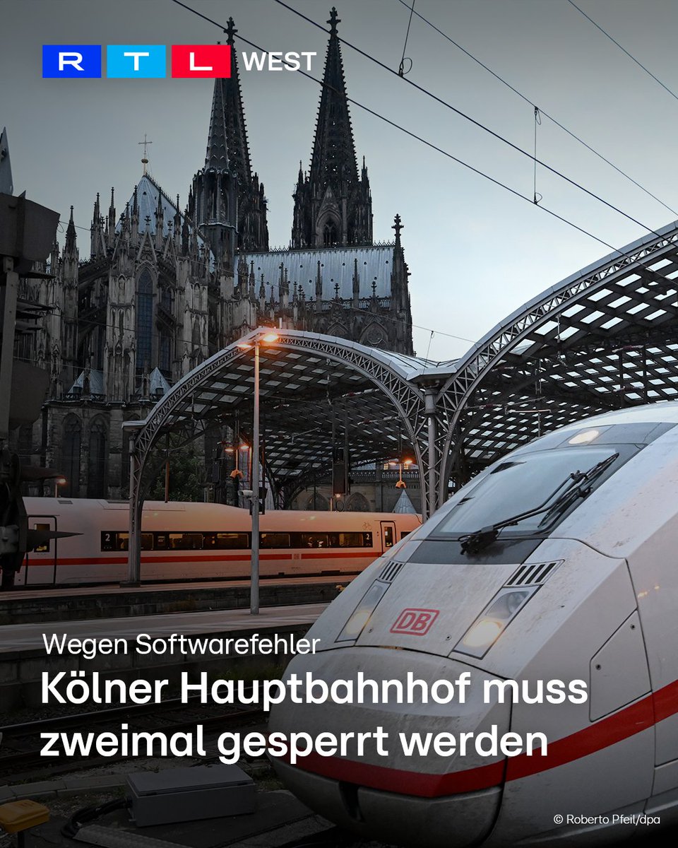 RTLWEST's tweet image. Am Freitag wird der Kölner #Hauptbahnhof für 10 Tage gesperrt. Nicht alle Arbeiten können wie geplant stattfinden. Grund: Ein #Softwarefehler. Deshalb wird der #Bahnhof anschließend ein zweites Mal dicht gemacht. Wann genau und wie lange steht noch nicht fest. Die Sperrung ab…