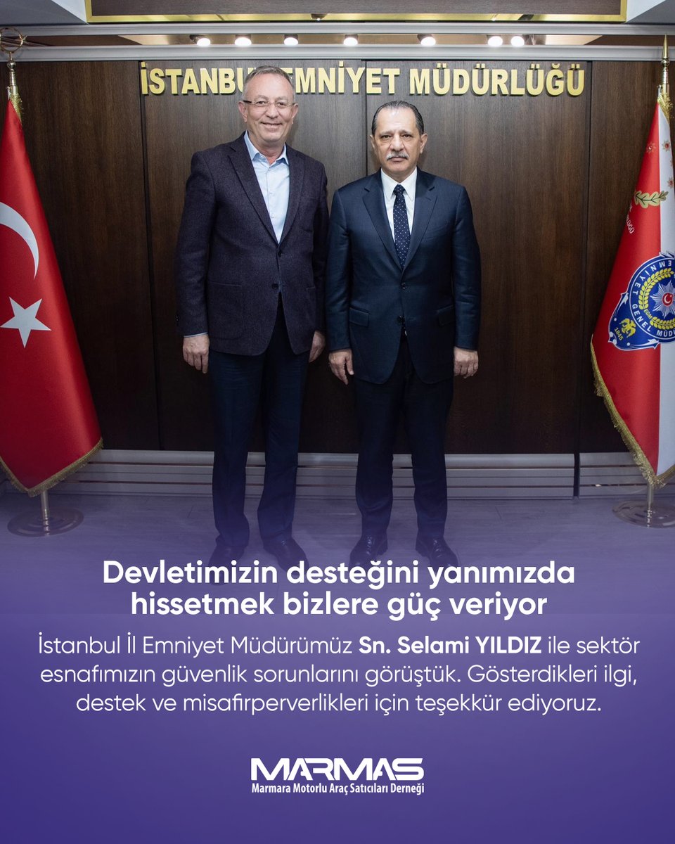 İstanbul İl Emniyet Müdürümüz Sn. Selami YILDIZ ile sektör esnafımızın güvenlik sorunlarını görüştük.
Gösterdikleri ilgi, destek ve misafirperverlikleri için teşekkür ediyoruz.

Devletimizin desteğini yanımızda hissetmek bizlere güç veriyor.
Huzurlu ve güvenli bir sektör için