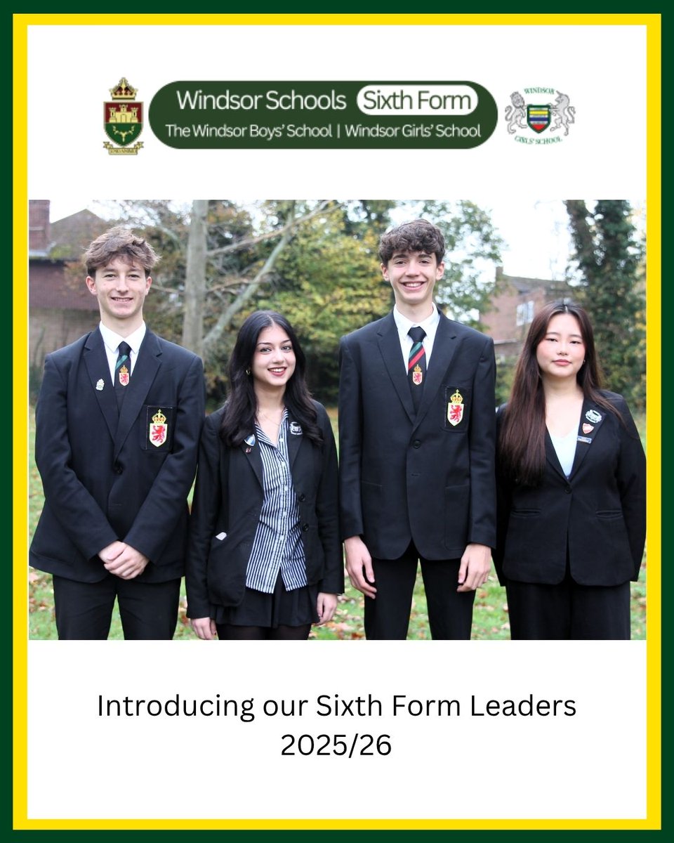 WindsorLearning's tweet image. Meet our Windsor Schools Sixth Form Student Leaders: Will (Deputy Head Boy), Hannah (Head Girl), Milan (Head Boy), and Sony (Deputy Head Girl). They’ll lead initiatives in wellbeing, charity, enrichment &amp;amp; community. Congratulations to them. #WindsorSchoolsSixthForm