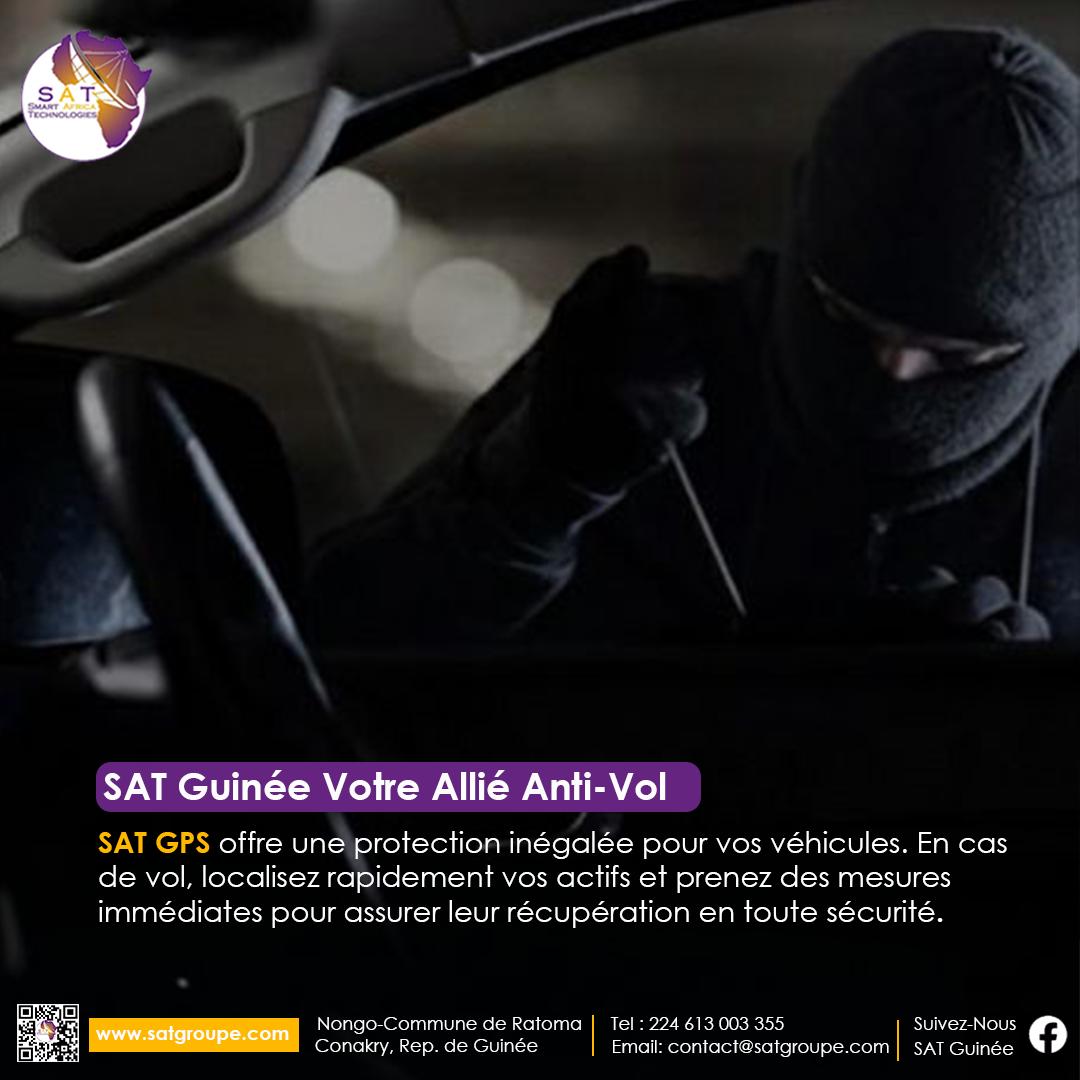 𝐏𝐫𝐨𝐭𝐞́𝐠𝐞𝐳 𝐜𝐞 𝐪𝐮𝐢 𝐜𝐨𝐦𝐩𝐭𝐞 𝐚𝐯𝐞𝐜 SAT Guinée  !
 
Ne laissez aucune chance aux voleurs. Grâce à 𝐒𝐀𝐓 𝐆𝐮𝐢𝐧𝐞́𝐞, localisez instantanément vos véhicules en cas de vol et agissez rapidement.  

Sécurité, fiabilité, réactivité 𝐒𝐀𝐓 𝐆𝐮𝐢𝐧𝐞́𝐞, votre allié
