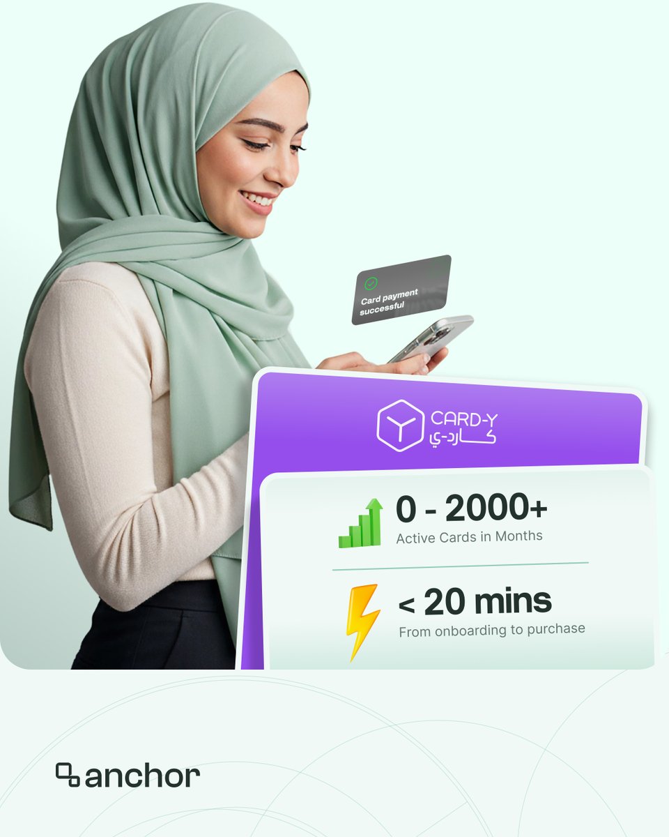 <a href="/CardyEgypt/">Card-Y</a> growth tells a story of scale and speed.

With 2,000+ cards issued. Thousands of Egyptians are connected to the global economy.

Read how this was achieved here: getanchor.co/case-studies/c…

#buildwithanchor #cardy
