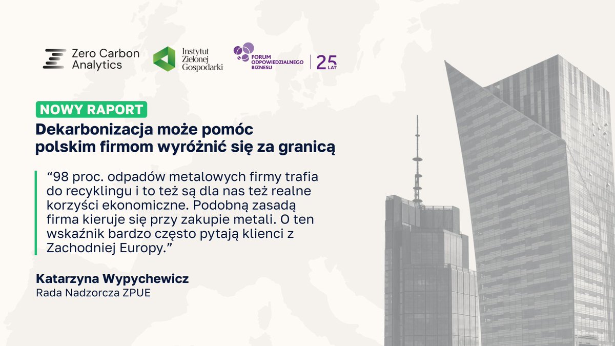 ⚡️Polskie przedsiębiorstwa zyskają przewagi konkurencyjne dzięki dekarbonizacji.

Nowy raport <a href="/ZerocarbonA/">Zero Carbon Analytics</a>, <a href="/IZGospodarki/">Instytut Zielonej Gospodarki</a> i <a href="/FOB_Poland/">Forum Odpowiedzialnego Biznesu</a>.