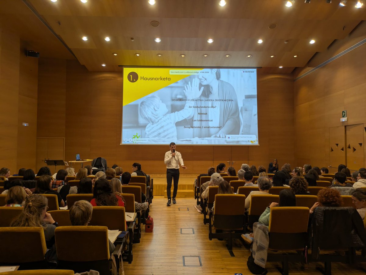 📅 Segunda cita con #Haurreskolak: Taller de gestión del tiempo en Euskalduna. 🗣️ "La energía que gastamos en pensar hacer algo pendiente es muy superior a la energía que emplearíamos en hacerla".