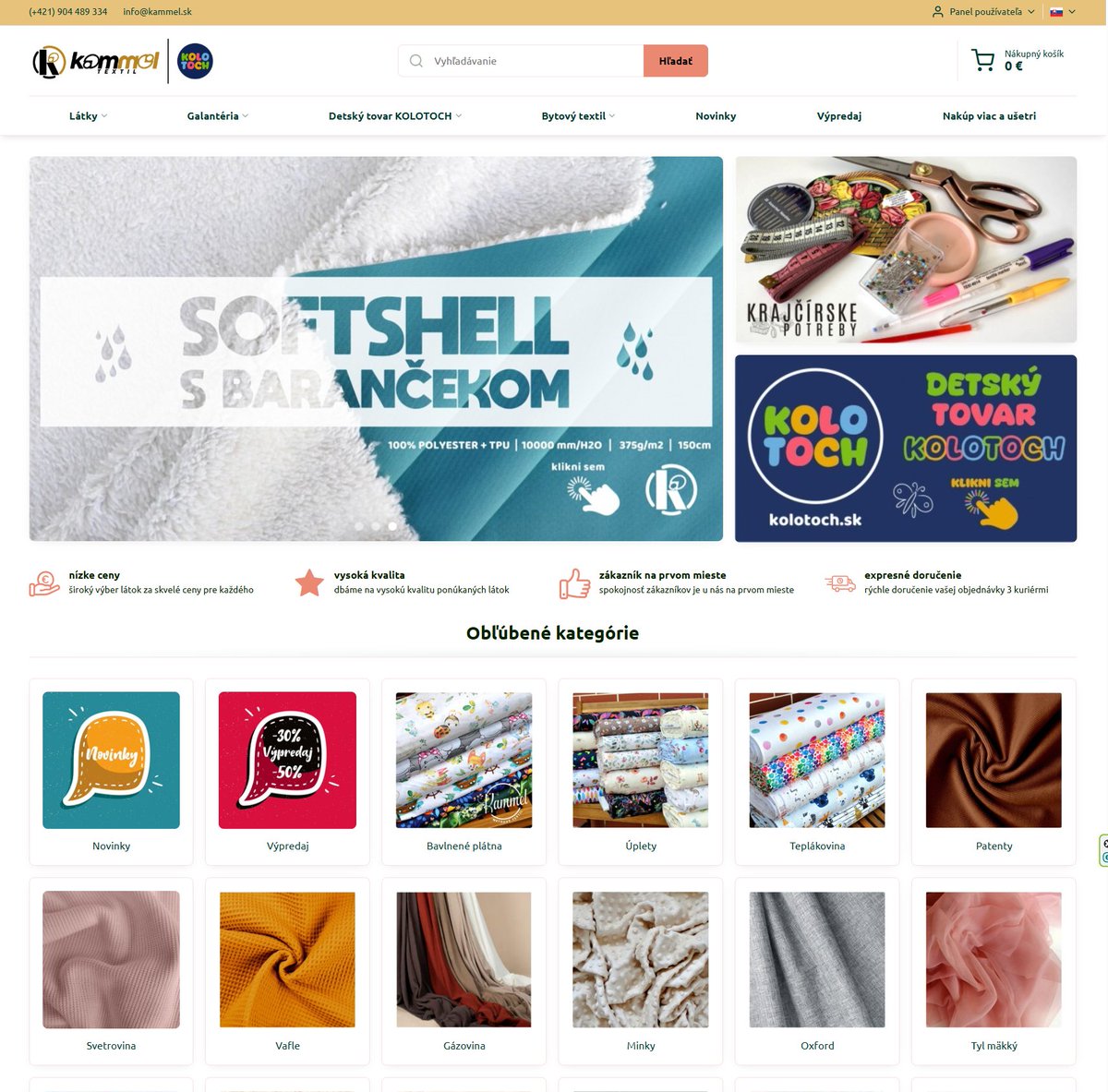 Představujeme e-shop Kammel.sk, je to rozsáhlý e-shop s tisíci produkty. E-shop běží na rychlé šabloně Verona od ByznysWeb.cz, která je ideální pro velké katalogy produktů. Nabízímé řešení pro malé i velké vícejazyčné e-shopy.