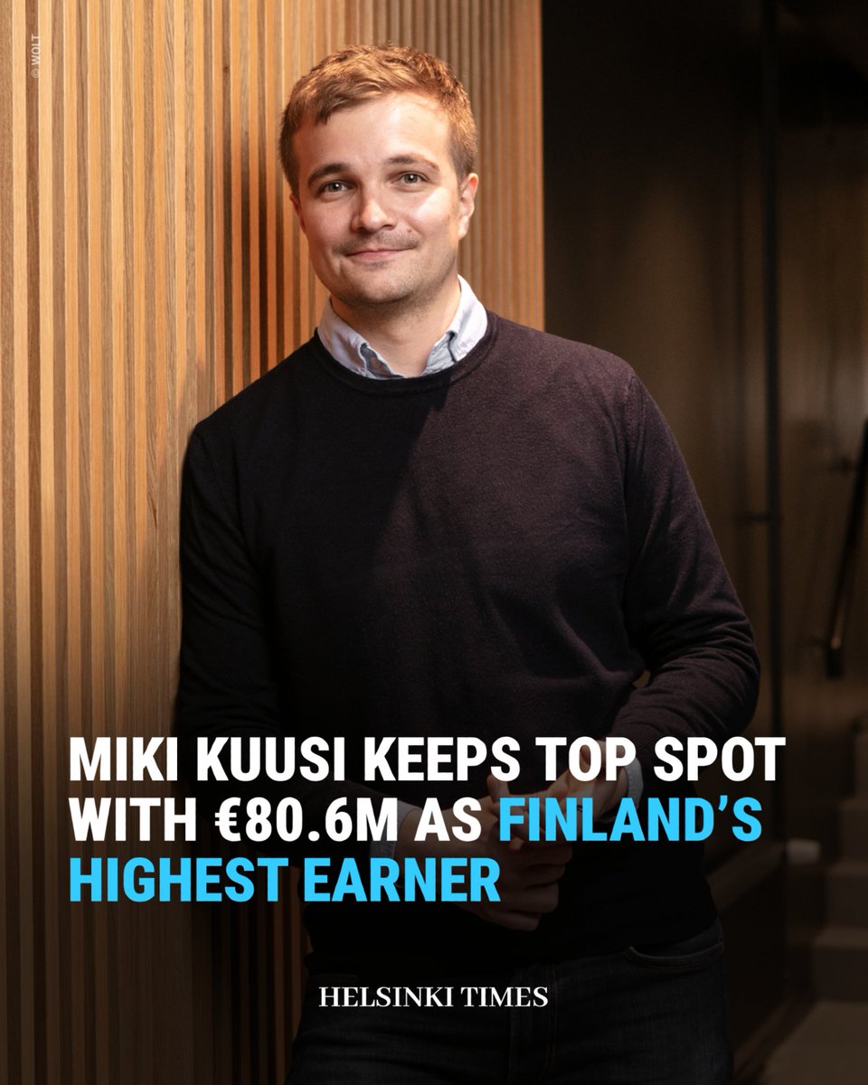 HelsinkiTimes's tweet image. Miki Kuusi, founder of food delivery company Wolt, recorded Finland’s highest taxable income in 2024 with €80.6 million.

Of this sum, €73.6 million came from earned income. The figure reflects a stock incentive programme linked to the 2021 acquisition of Wolt by US-based…