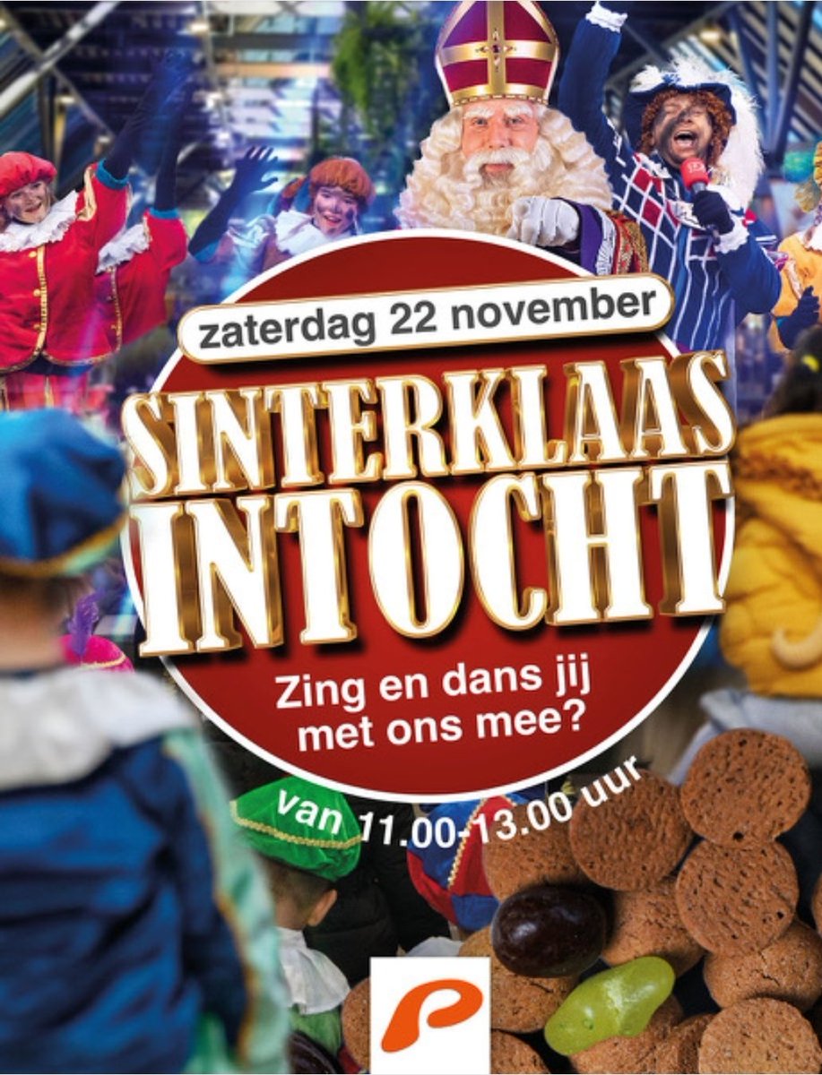 𝗦𝗶𝗻𝘁𝗲𝗿𝗸𝗹𝗮𝗮𝘀𝗶𝗻𝘁𝗼𝗰𝗵𝘁 Winkelcentrum 𝗣𝗮𝗱𝗱𝗲𝗽𝗼𝗲𝗹! 🎁Op #zaterdag 22 november zetten we de pepernoten  klaar, want #Sinterklaas komt weer naar Nederland! Van 11 tot 13 uur doet de Sint samen met zijn Pieten een gezellig bezoek aan  #winkelcentrum #Paddepoel