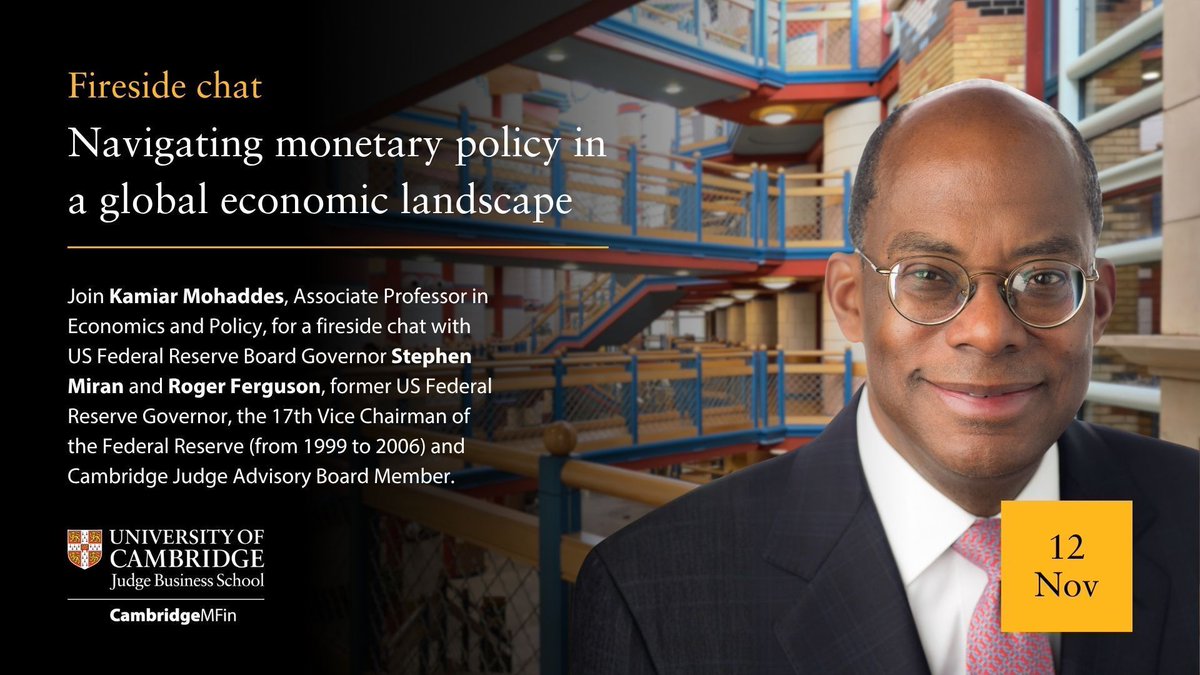 Join us for A Fireside Chat with Governor Stephen Miran &amp; Roger Ferguson as they dive into, is the Fed too restrictive and can stablecoins reshape global finance?

🗓️ 12 Nov 2025 | 17:30 | Cambridge

buff.ly/ZKGxa8b