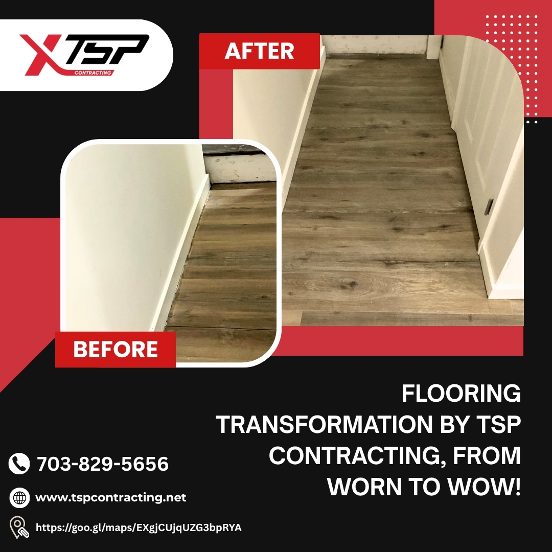 tspremodeling's tweet image. Our expert team at TSP Contracting brings your spaces back to life with precision flooring installation and repair. 

📞 Call us today at (703) 829-5656
🌐 Visit: zurl.co/cDVXB

#FlooringExperts #HomeImprovement #TSPContracting #BeforeAndAfter #RenovationGoals