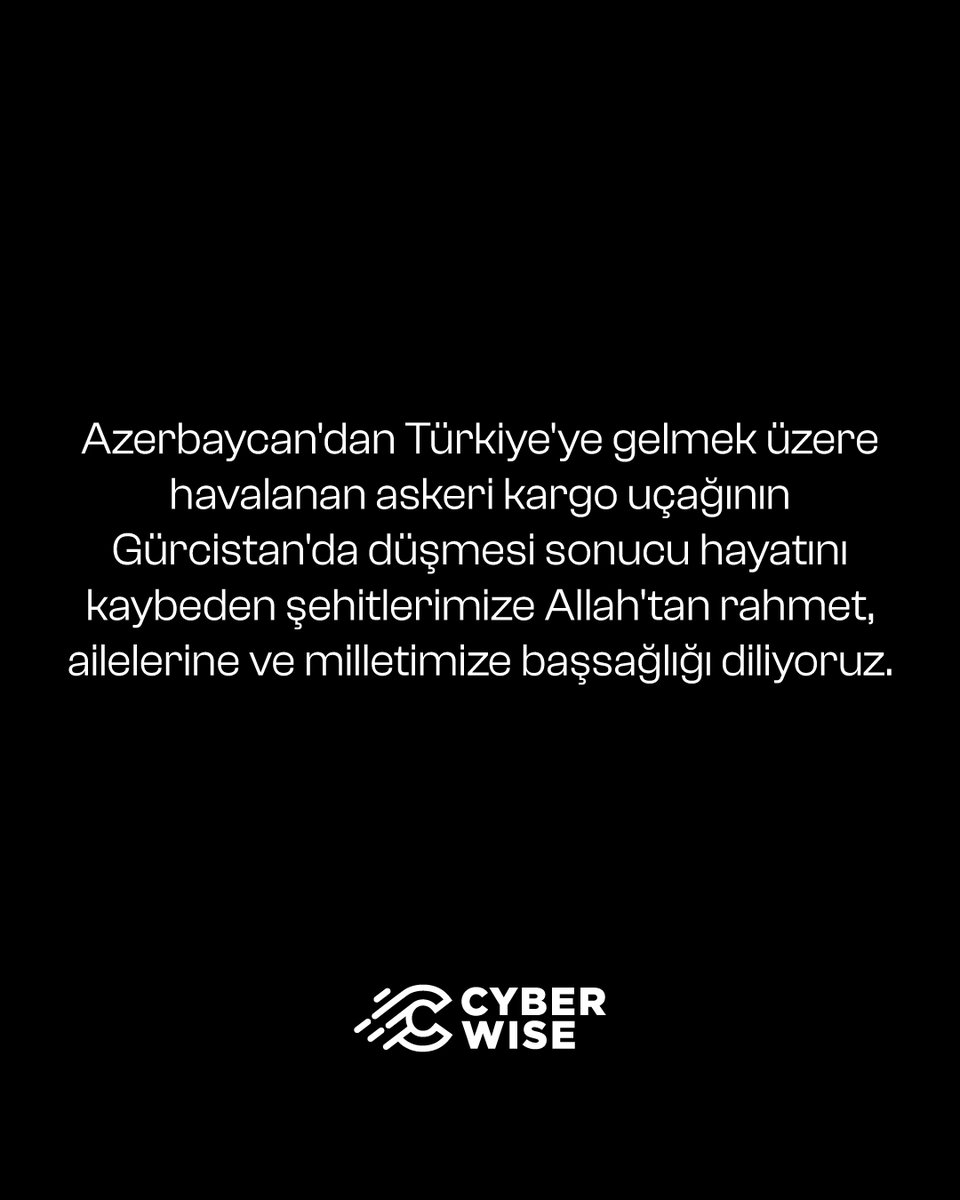 Milli Savunma Bakanlığımıza ait uçağın düşmesi sonucu hayatını kaybeden kahraman personelimize Allah’tan rahmet, ailelerine, yakınlarına ve tüm silahlı kuvvetler camiasına başsağlığı diliyoruz.

Milletimizin başı sağ olsun.