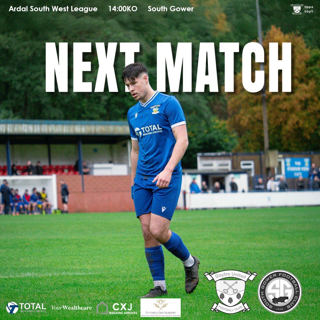 GoytreUtd's tweet image. ⚽️ NEXT MATCH!

We travel down west this weekend as we take on South Gower in the Ardal South West!

📅 Saturday 15th November
⏰ 2:00pm KO
🏟️ South Gower, SA3 1AY

#UppaGoyt