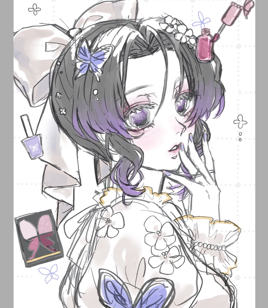 holo_houjicha's tweet image. 秋冬コスメ🦋🍡 ラフ