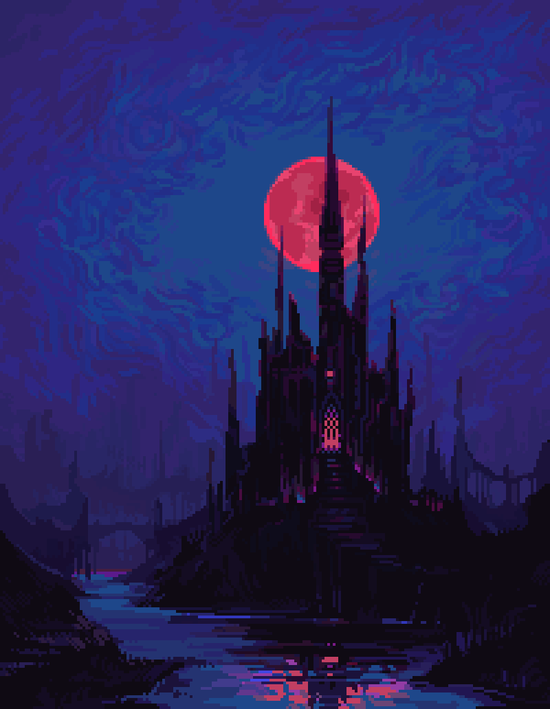 #pixelart bloodmoon 🩸🦇