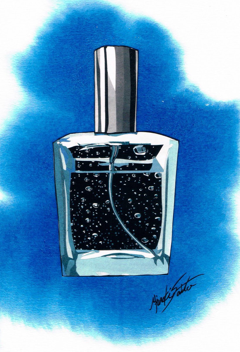 新作切り絵作品

【あの時の香りNo.Ⅰ -秋霖-】
秋霖(しゅうりん)

210×148mm
使用画材 切り絵用紙、和紙、透明水彩

黒い切り絵用紙を手作業でカッティング、一色ずつ裏から色を入れて着色して雨粒、香水瓶を表現
背景の青は透明水彩を滲ませて表現しました