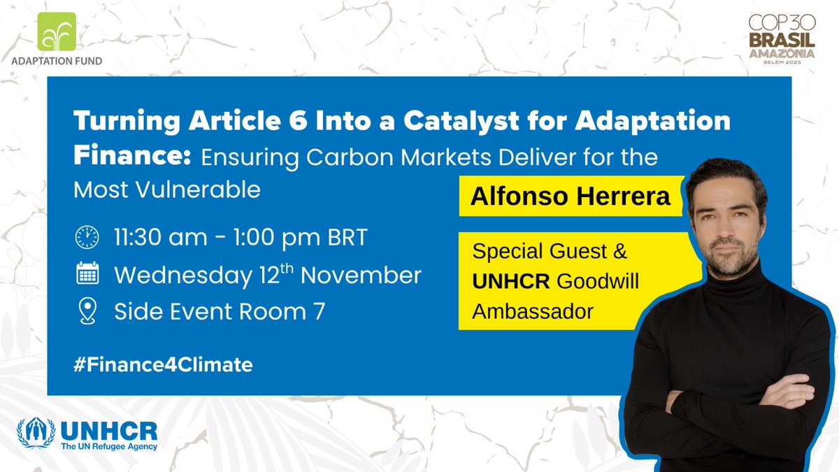 ponchohd's tweet photo. 🇧🇷

El cambio climático nos afecta a todos, pero no a todos por igual 💚
Acompáñame hoy en la #COP30 🌎 para hablar de cómo los mercados de carbono pueden apoyar a las comunidades más vulnerables.
#FinanzasParaElClima #ACNUR #PonchoHerrera

Climate change affects us all — but not equally. 💚
Join me today at #COP30 🌎 to talk about how carbon markets can support the most vulnerable communities.