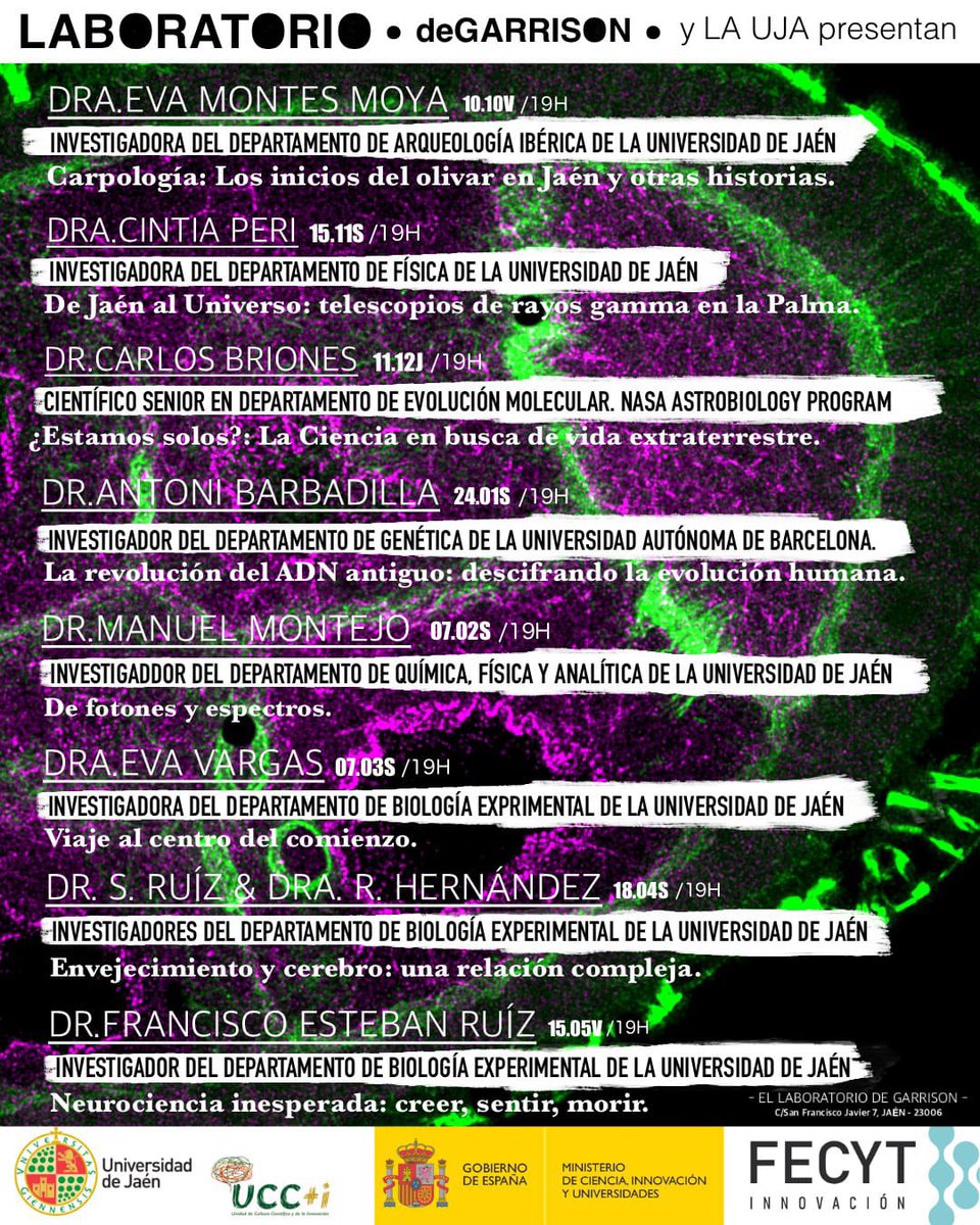 Dentro del planning de temporada para jornadas divulgación <a href="/ujaen/">Universidad de Jaén</a> este 15-11 a las 19pm tenemos el placer de tener a la Dra. Cintia Peri para hablarnos entre birras del cosmos y sus entresijos 
‘Be smart, drink craft’ #UJAInvestiga #EllaboratorioDeGarrison #craftbeer #UJADivulga