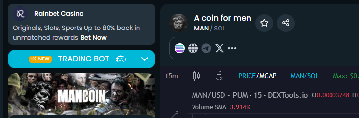 Acoinformen's tweet photo. Dextools updated for $MAN

https://t.co/0ZYu7I1L0I https://t.co/j4RUWkH9wa