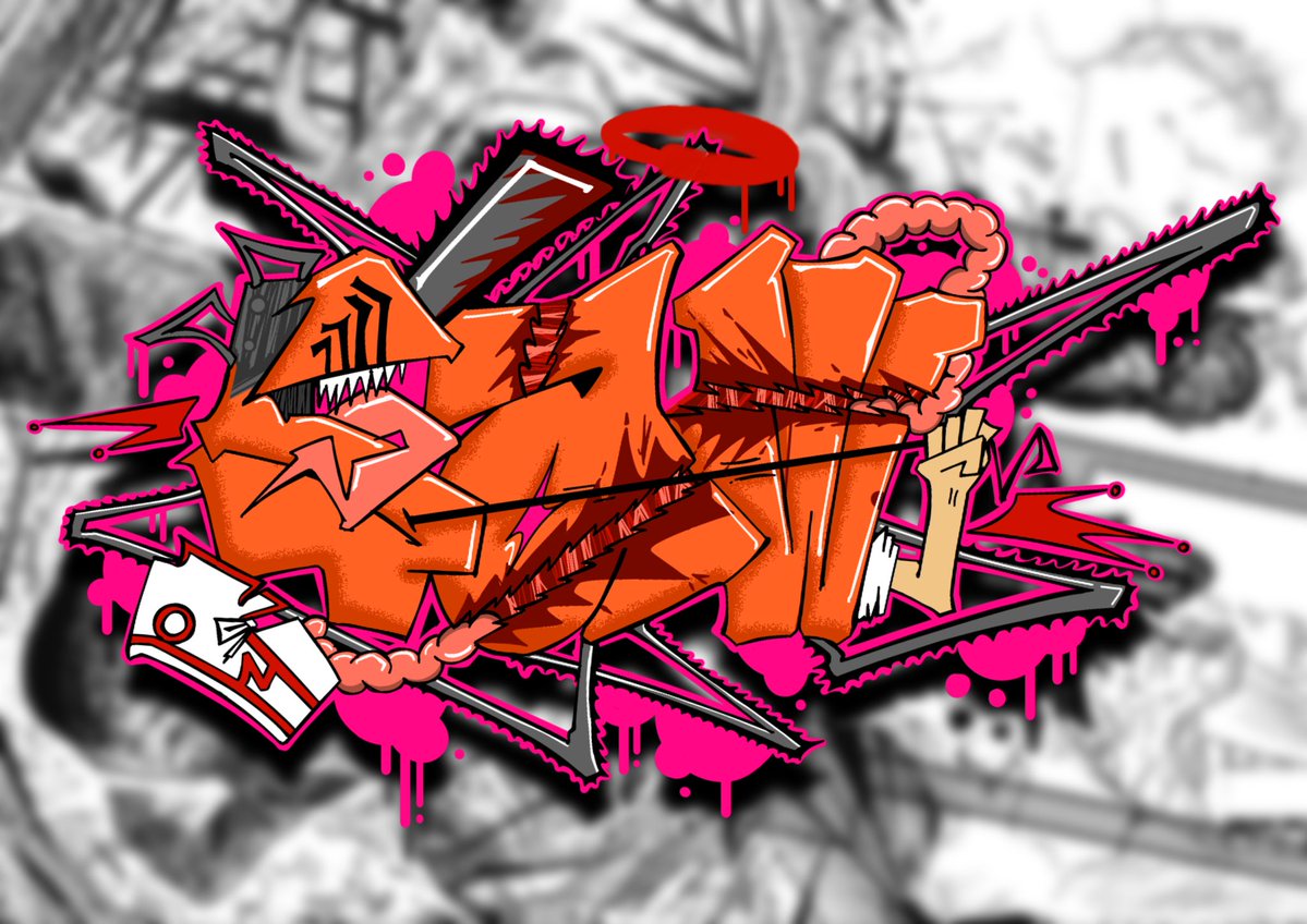 AREA0298's tweet image. SAW making
チェンソーマンのデンジモチーフでGraffiti描いてみた。
#ChainsawMan
#ポチタ　#making
#deni #チェンソーマン #デンジ
#デジタルアート #イラスト好きと繋がりたい
#イラスト描いてる人と繋がりたい #iPadArt #Procreate