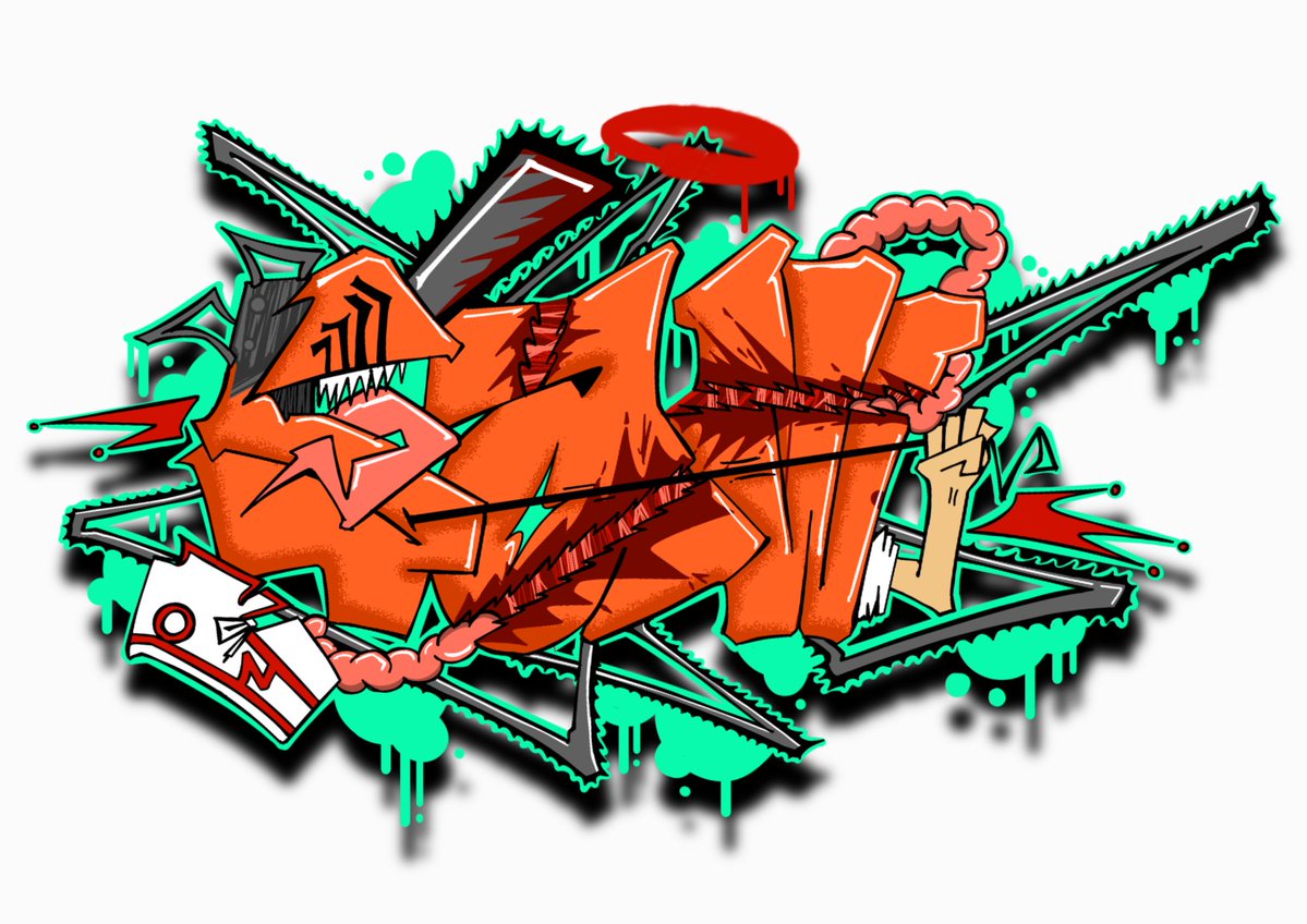 AREA0298's tweet image. SAW making
チェンソーマンのデンジモチーフでGraffiti描いてみた。
#ChainsawMan
#ポチタ　#making
#deni #チェンソーマン #デンジ
#デジタルアート #イラスト好きと繋がりたい
#イラスト描いてる人と繋がりたい #iPadArt #Procreate