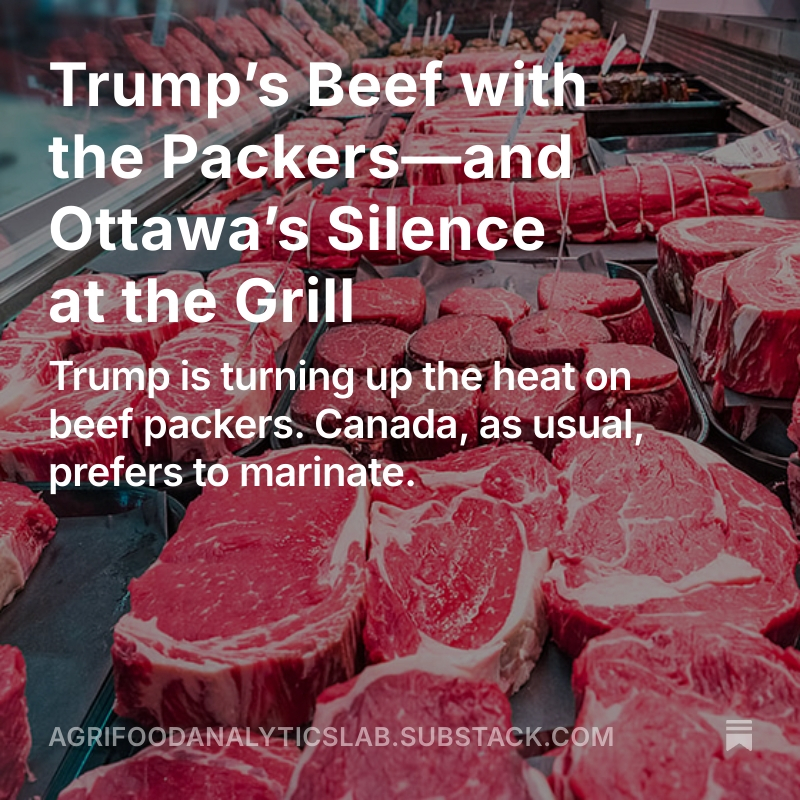 FoodProfessor's tweet image. Earlier this month, U.S. President Donald Trump announced that his administration was directing the Department of Justice to investigate major meat-packing companies for allegedly driving up beef prices through collusion and price manipulation. 

Why hasn’t Canada done the same?