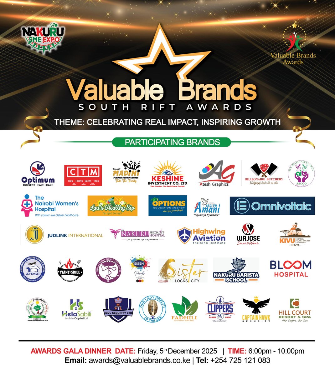 ValuableBrands's tweet photo. We congratulate the following shortlisted brands for the Valuable Brands South Rift Awards 2025. 

Awards gala is 5th Dec 2025 in Nakuru. 
#Valuablebrandsawards #Valuablebrandske https://t.co/6kkiN1YfMX