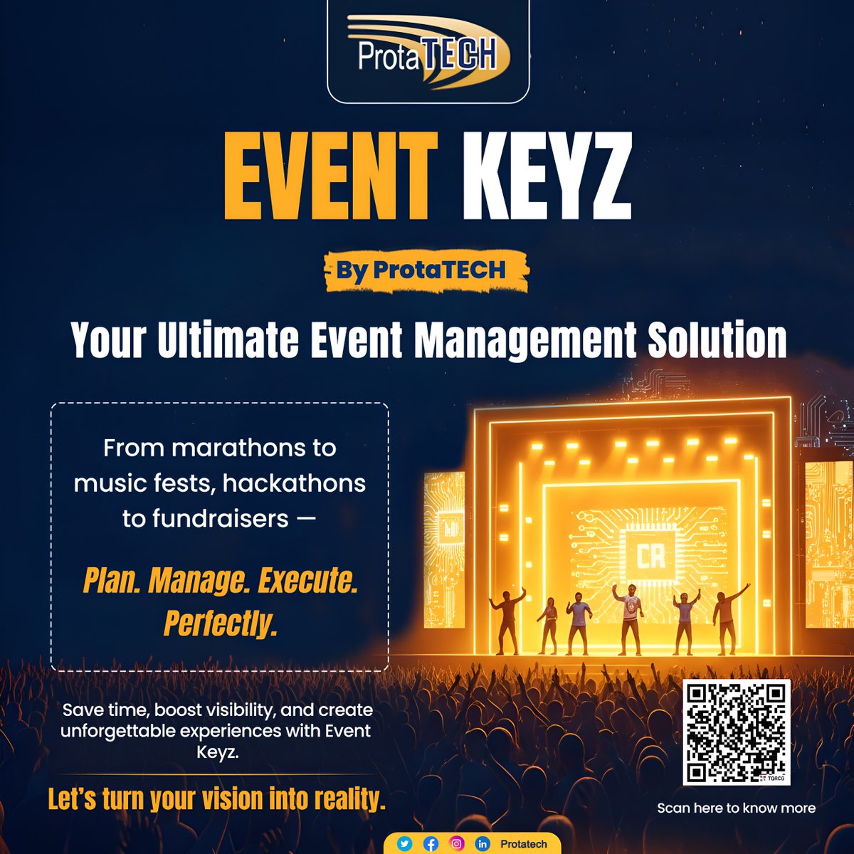 ProtaTECHInc's tweet image. From marathons to music fests, hackathons to fundraisers — Event Keyz by ProtaTECH is your one-stop solution to plan, manage, and execute events flawlessly.
Save time, boost visibility, and deliver unforgettable experiences every single time.

#EventKeyz #ProtaTECH