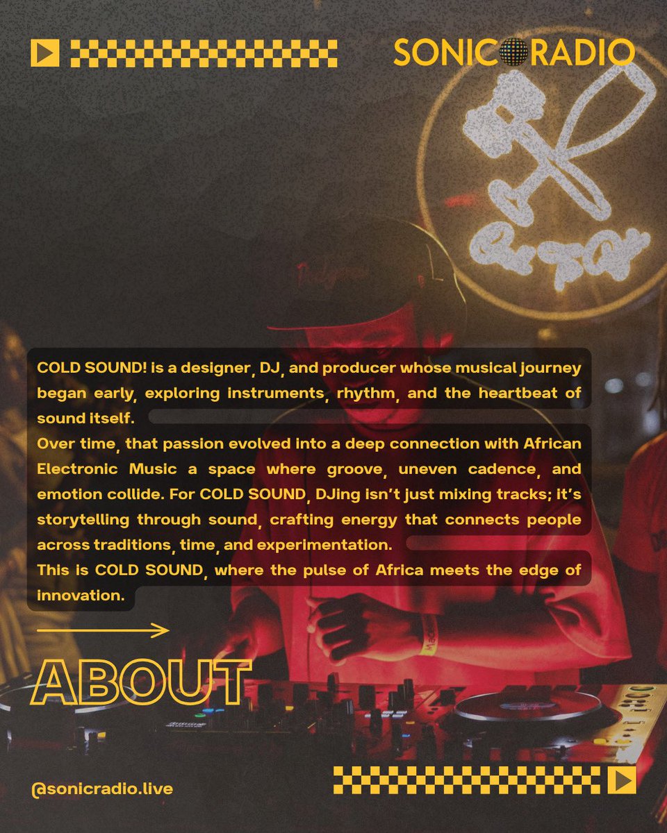 TechKamba's tweet image. Hi guys, Going live on Sonic Radio today at 3PM WAT 📡

For me, DJing is about connection, finding groove in uneven rhythms and emotion in the spaces where tradition meets experimentation.