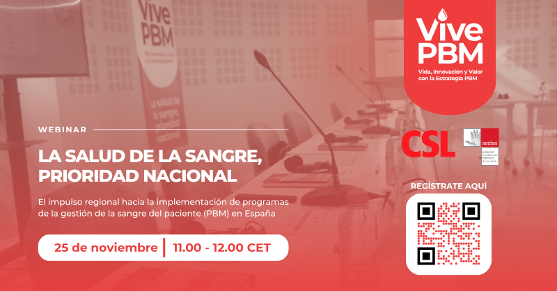 CSL_spain's tweet photo. ¿Sabías que una gestión de la sangre del paciente puede mejorar los resultados clínicos y reducir transfusiones innecesarias?

Conoce cómo implementar el modelo Patient Blood Management (PBM) en tu hospital. 

Inscríbete al webinar de SEDISA y CSL. 

📅25 de noviembre · 11:00h