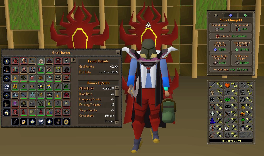 99SlayerTab's tweet image. Didn’t get to play as much Grid Master as I would have liked, here are my final stats 📊

I definitely lack skill in bossing and end game content as you can see 😅 I’m happy with myself to announce that I am a Noob! 🙈

#OSRS #RuneScape #GridMaster