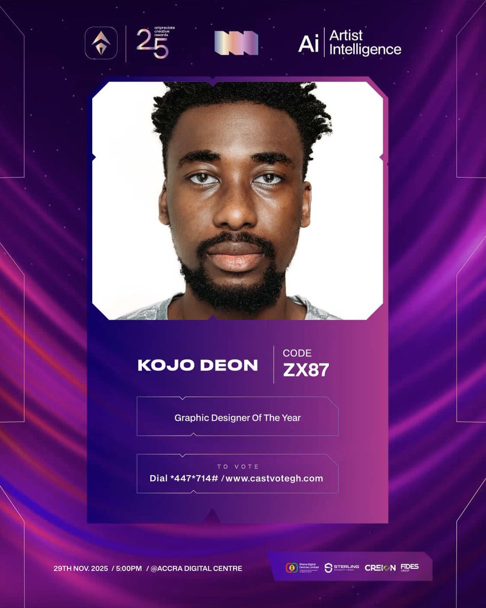 iSupremeOne's tweet photo. We’re thrilled to share that our Head of Design, @Kojo_deon, has been nominated for Graphic Designer of the Year at the Artpreciate Creative Awards (@Artpreciate_CA )🔥

This recognition reflects the design spirit that drives our team, moving brands, and bringing ideas to life🙌🏾 https://t.co/REK5C7ZBCq